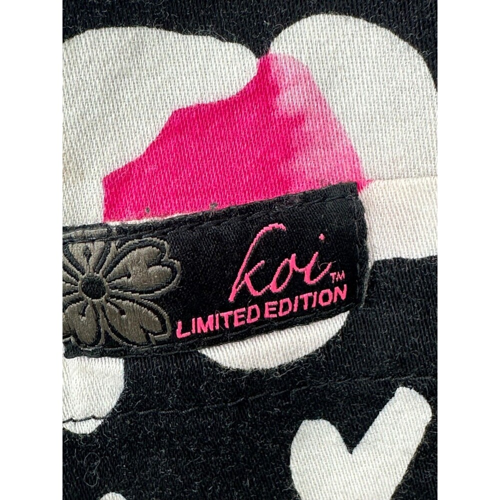 Koi Limited Edition Scrub Jacket Black Pink Abstract Poppy Floral Graphic Size M - Picture 8 of 8